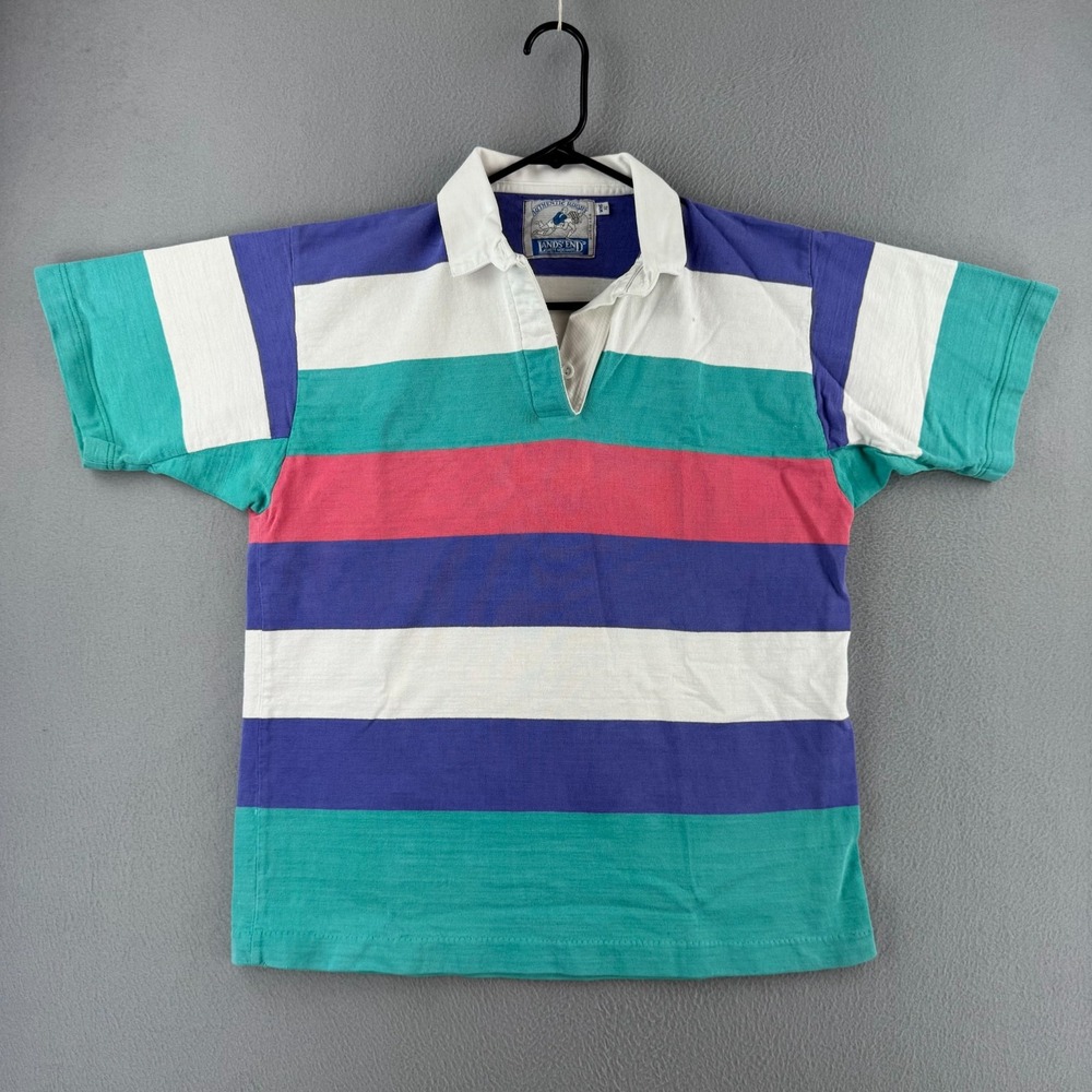 Vintage Lands End Rugby Polo Shirt Mens XL Heavy Cotton 90s Made in USA